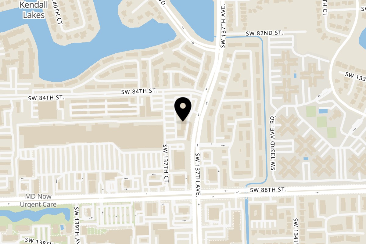 Map showing the location of Mike's Pizzeria & Italian Restaurant on 13712 Southwest 84th Street in Miami
